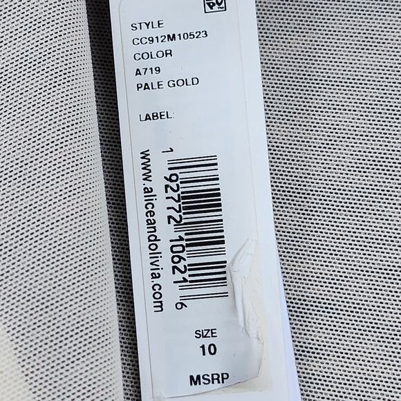 Alice & Olivia Hilary Ruched Long Sleeve Mock Neck Pale Gold Dress Size 10 - Picture 6 of 7